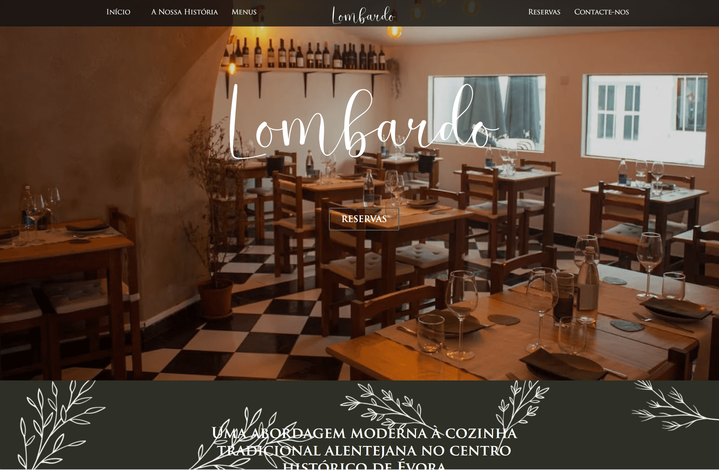Site do restaurante Lombardo, no centro histórico de Évora